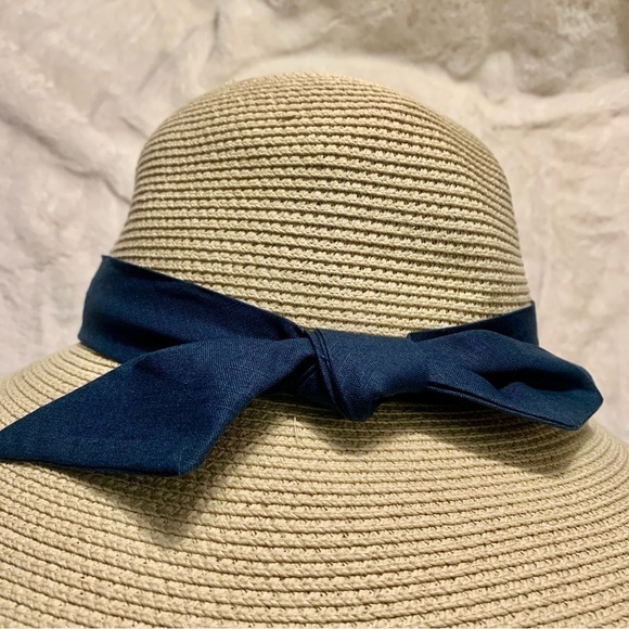 NEW Furtalk Straw Hat Navy Blue Bow Adjustable Size Detachable Chin Strap Paper - Picture 5 of 16